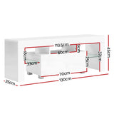 NNEDSZ 130cm RGB LED TV Stand Cabinet Entertainment Unit Gloss Furniture Drawer Tempered Glass Shelf White