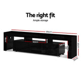 NNEDSZ 189cm RGB LED TV Stand Cabinet Entertainment Unit Gloss Furniture Drawers Tempered Glass Shelf Black