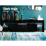 NNEDSZ 189cm RGB LED TV Stand Cabinet Entertainment Unit Gloss Furniture Drawers Tempered Glass Shelf Black