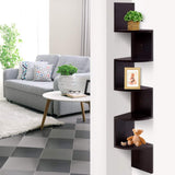 NNEDSZ 5 Tier Corner Wall Floating Shelf Mount Display Bookshelf Rack Brown