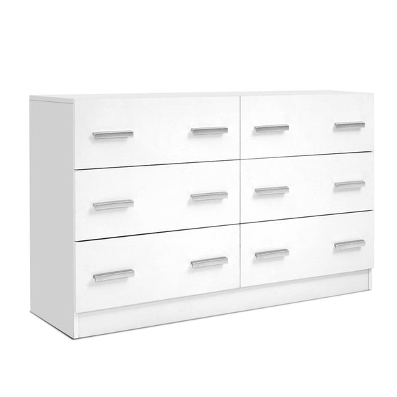 NNEDSZArtiss 6 Chest of Drawers Cabinet Dresser Tallboy Lowboy Storage Bedroom White