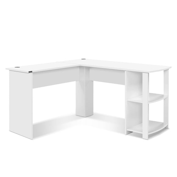NNEDSZ Office Computer Desk Corner Student Study Table Workstation L-Shape Shelf White