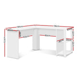 NNEDSZ Office Computer Desk Corner Student Study Table Workstation L-Shape Shelf White