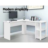 NNEDSZ Office Computer Desk Corner Student Study Table Workstation L-Shape Shelf White