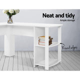 NNEDSZ Office Computer Desk Corner Student Study Table Workstation L-Shape Shelf White