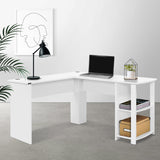 NNEDSZ Office Computer Desk Corner Student Study Table Workstation L-Shape Shelf White