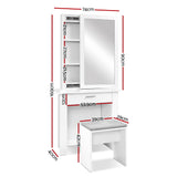 NNEDSZ Dressing Table Mirror Stool Mirror Jewellery Cabinet Makeup Storage Desk