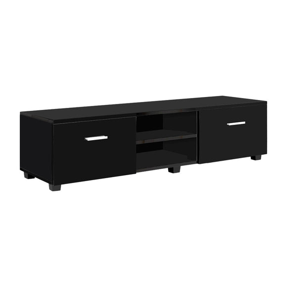 NNEDSZ 140cm High Gloss TV Cabinet Stand Entertainment Unit Storage Shelf Black