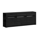 NNEDSZ TV Cabinet Entertainment Unit Stand RGB LED Gloss Drawers 160cm Black