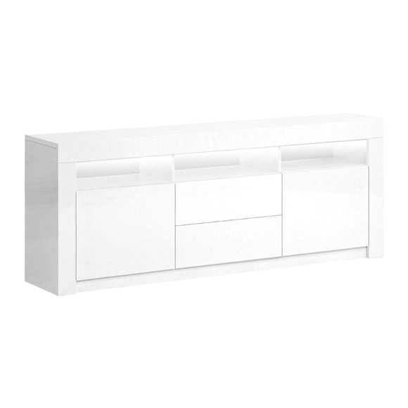 NNEDSZ TV Cabinet Entertainment Unit Stand RGB LED Gloss Drawers 160cm White