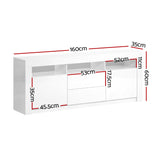 NNEDSZ TV Cabinet Entertainment Unit Stand RGB LED Gloss Drawers 160cm White