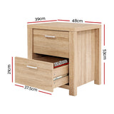 NNEDSZ Bedside Table Lamp Side Tables Drawers Nightstand Unit Beige Wood