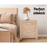 NNEDSZ Bedside Table Lamp Side Tables Drawers Nightstand Unit Beige Wood