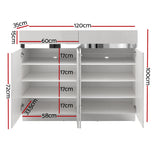 NNEDSZ 120cm Shoe Cabinet Shoes Storage Rack High Gloss Cupboard White Drawers