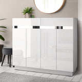 NNEDSZ 120cm Shoe Cabinet Shoes Storage Rack High Gloss Cupboard White Drawers