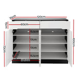 NNEDSZ 120cm Shoe Cabinet Shoes Storage Rack High Gloss Cupboard Shelf Drawers