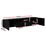 NNEDSZ TV Cabinet Entertainment Unit Stand High Gloss Furniture 205cm Black