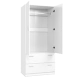 NNEDSZ 2 Doors Wardrobe Bedroom Closet Storage Cabinet Organiser Armoire 180cm White