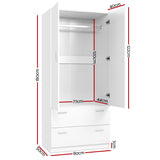 NNEDSZ 2 Doors Wardrobe Bedroom Closet Storage Cabinet Organiser Armoire 180cm White