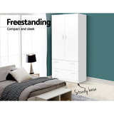 NNEDSZ 2 Doors Wardrobe Bedroom Closet Storage Cabinet Organiser Armoire 180cm White