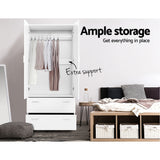 NNEDSZ 2 Doors Wardrobe Bedroom Closet Storage Cabinet Organiser Armoire 180cm White