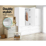 NNEDSZ 2 Doors Wardrobe Bedroom Closet Storage Cabinet Organiser Armoire 180cm White