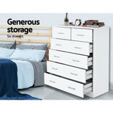 NNEDSZ Tallboy Dresser Table 6 Chest of Drawers Cabinet Bedroom Storage White