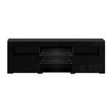 NNEDSZ TV Cabinet Entertainment Unit Stand RGB LED Gloss Furniture 160cm Black