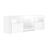 NNEDSZ TV Cabinet Entertainment Unit Stand RGB LED Gloss Furniture 160cm White