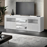 NNEDSZ TV Cabinet Entertainment Unit Stand RGB LED Gloss Furniture 160cm White