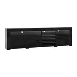 NNEDSZ TV Cabinet Entertainment Unit Stand RGB LED Gloss 3 Doors 180cm Black