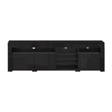 NNEDSZ TV Cabinet Entertainment Unit Stand RGB LED Gloss 3 Doors 180cm Black