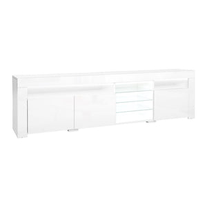 NNEDSZ TV Cabinet Entertainment Unit Stand RGB LED Gloss 3 Doors 180cm White