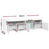 NNEDSZ TV Cabinet Entertainment Unit Stand RGB LED Gloss 3 Doors 180cm White