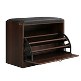 NNEDSZ Shoe Cabinet Bench Shoes Storage Rack Organiser Drawer 15 Pairs Walnut