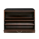NNEDSZ Shoe Cabinet Bench Shoes Storage Rack Organiser Drawer 15 Pairs Walnut