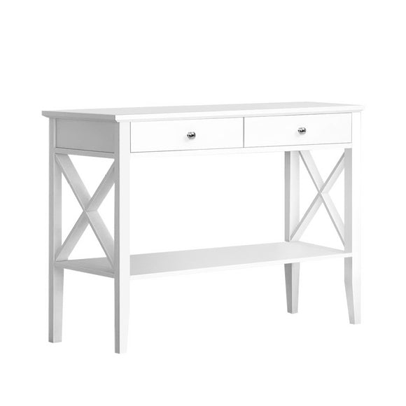 NNEDSZ Console Table Hall Side Entry 2 Drawers Display White Desk Furniture