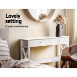 NNEDSZ Console Table Hall Side Entry 2 Drawers Display White Desk Furniture
