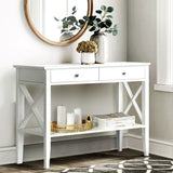 NNEDSZ Console Table Hall Side Entry 2 Drawers Display White Desk Furniture