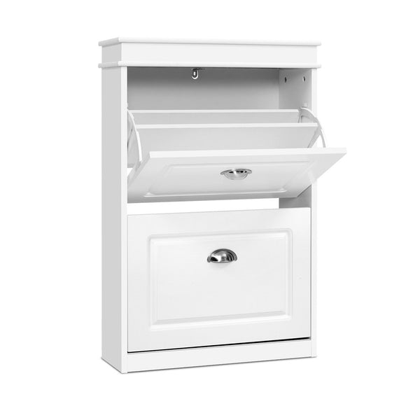 NNEDSZ Shoe Cabinet Shoes Storage Rack White Organiser Shelf Cupboard Drawer 12 Pairs