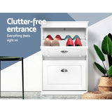 NNEDSZ Shoe Cabinet Shoes Storage Rack White Organiser Shelf Cupboard Drawer 12 Pairs