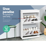 NNEDSZ Shoe Cabinet Shoes Storage Rack White Organiser Shelf Cupboard Drawer 12 Pairs