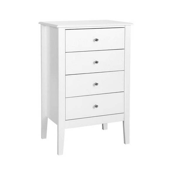 NNEDSZ 4 Chest of Drawers Tallboy Storage Cabinet Bedside Table Dresser White