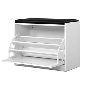 NNEDSZ Shoe Cabinet Bench Shoes Storage Rack Organiser Drawer White 15 Pairs