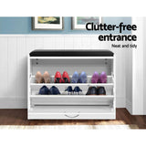 NNEDSZ Shoe Cabinet Bench Shoes Storage Rack Organiser Drawer White 15 Pairs