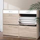 NNEDSZ 2 Tier Shoe Cabinet - Wood
