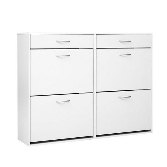 NNEDSZ 36 Pairs Shoe Cabinet Rack Organisers Storage Shelf Drawer Cupboard White