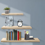 NNEDSZ 3pcs Wall Floating Shelf Set DIY Mount Storage Book Display Rack Oak