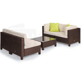 NNEMB 4 Seater Modular Outdoor Lounge Setting w/ Coffee Table-Brown