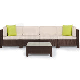 NNEMB 4 Seater Modular Outdoor Lounge Setting w/ Coffee Table-Brown